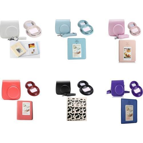 Carry PU Leather Bag Case Cover +Album+Selfie Mirror For Fujifilm Instax Mini 9 Mini 8 Mini 8+ for Instant Film Photo Camera