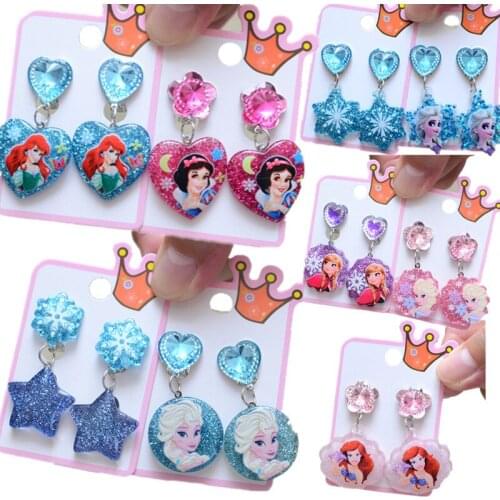 Disney Elsa childrens ear clip earrings without pierced cartoon princess series earrings Frozen ear clip little girl accessorie