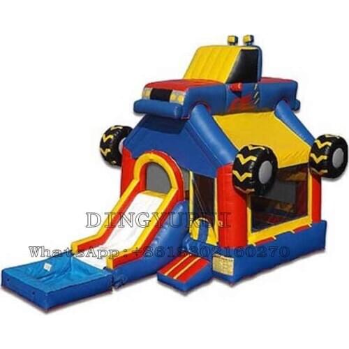 Car Design Inflatable Bouncy Combo Children Jumping Castle with Slide Outdoor Sports Game