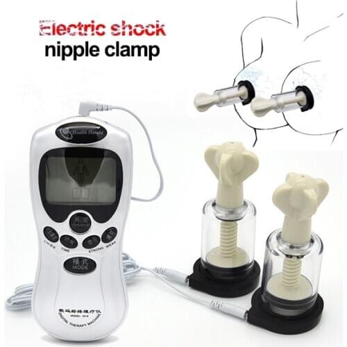 Electric Shock Nipple Sucker Vacuum Pump Breast Booster Electric Stimulation Body Massager Clitoral Clip Adult Female Sex Toy