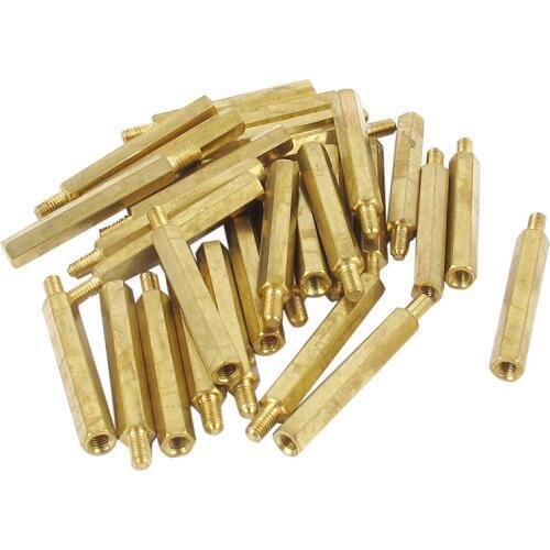 GTBL 30Pcs M3 3mm Male Female Brass PCB Spacer Hex Stand-Off Pillar 30mm