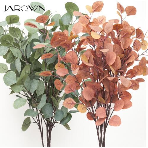 JAROWN Artificial Autumn Eucalyptus Money Leaf Tree Branch Home Decor Wedding Simulation Bouquet Accessories DIY Decoration