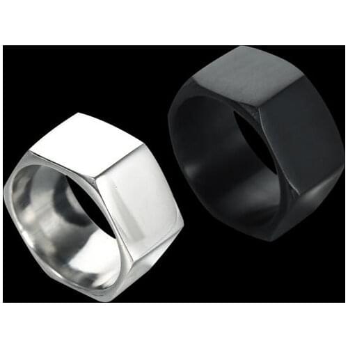 Free Shipping Punk Us Size 316L Stainless Steel Screw Nut Biker Ring Silver Color High Polish Motor Hexagon Rings Jewelry