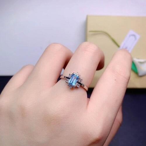 Square Cuted Natural Topaz Ring for Women Party Fine Jewelry S925 4*6MM Real Gemstones With Certificate November Birthstone