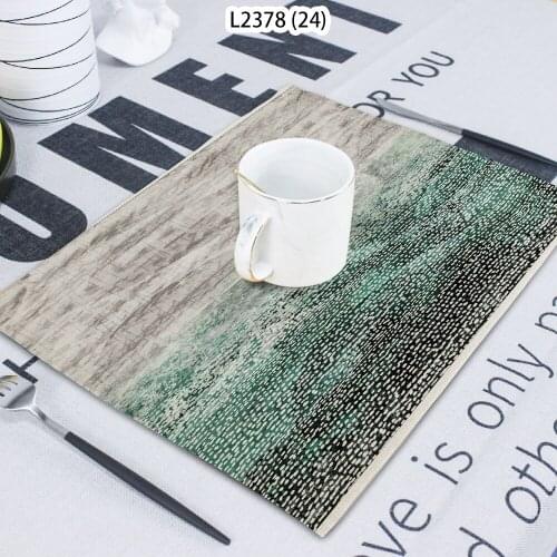 Line Pattern Geometric Lattice Printed Terry Cloth Home Decoration Table Mat Cloth Tea Coaster 42*32 Servilletas Placemats Table