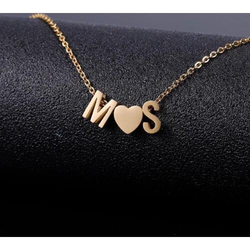 Fashion Tiny Dainty Heart Initial Necklace Personalized Letter Necklaces Name Jewelry For Women Accessories Girlfriend Gifts