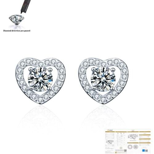 Moissanite 925 sterling silver woman wedding bridal anniversary party 0.5 carat CT VVS1 D color Stud Earrings fashion jewelry