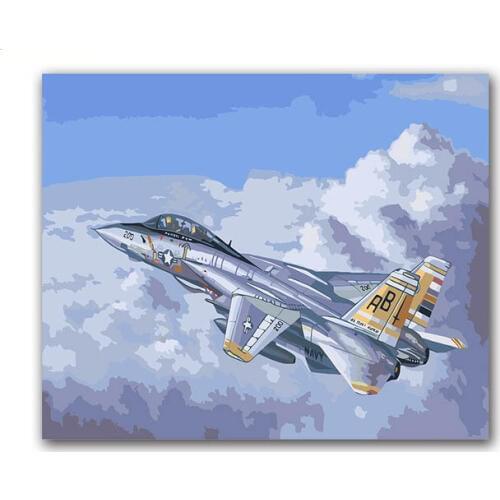 Fighter Diy ditigal oil painting picture by numbers warship submarine tanks drawing paint coloring number with kits