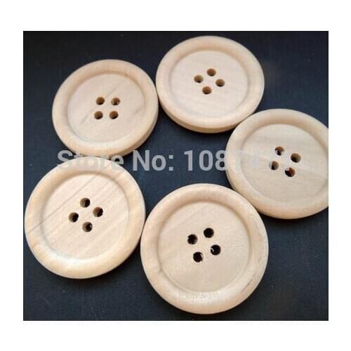Set of 500pcs 25mm Unfinished Natural Wood wooden coat button 4 holes No varnish for your handmade sewing diy accessories