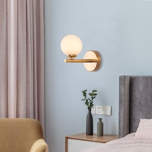 Nordic Wall Light Glass Ball Wall Lamps Use Living Room Bedroom Decor Home Lighting G4 Wall Lighting 110V 220V Indoor Lighting