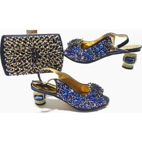 New Arrival Nigerian Fashion Style Italian Design Sky Blue Color Ladies Matching Shoes And Bag Set For Wedding Party