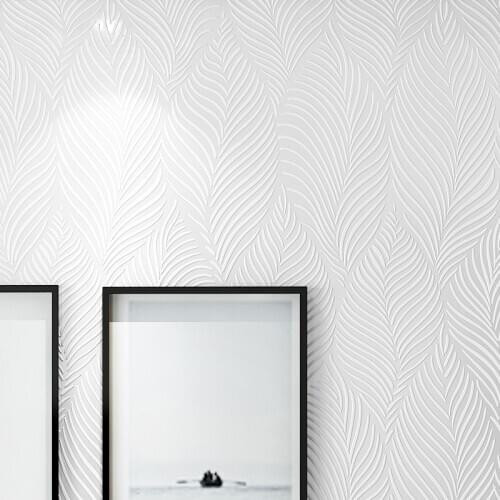 Modern Classy White Feather Wall Paper 3d Embossed Solid Colors Wallpapers Non Woven Wall Papers Nordic Home Decor Murals GM031