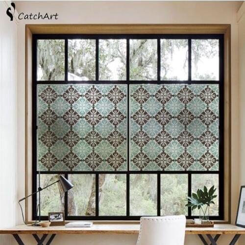 Privacy Window Film, Static Cling Decorative Glass Film, Non Adhesive Window Film Door Sticker for Home Kitchen Bathroom Office