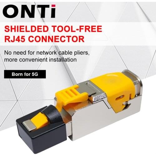 ONTi CAT8 RJ45 Shielded Field Plug Tool Free Crystal Head Plug Born For 5G Reusable Shielded Ethernet Termination Plugs