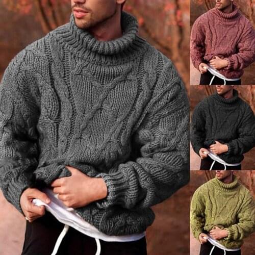2020 Autumn Winter Mens Sweater Turtleneck Solid Cotton Sweater Knitted Warm Pullovers Jumper For Male Slim Fit Knitwear Black