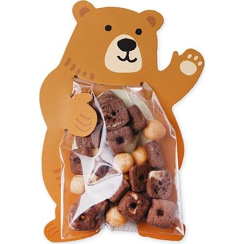 10Pcs Cartoon Rabbit Bear Greeting Cards Candy Gift Bags for Easter Party Decoration DIY Craft Gift Cookie Packaging Bags