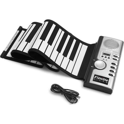 Portable Flexible Digital Keyboard Piano 61 Keys 128 Tones Rhythms Electronic Roll Up Piano Toys FK88