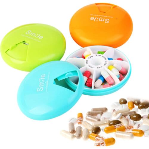 9CM Portable Travel Pill Case Weekly Rotate 7 Days Drugs Organizer Pills Dispenser Medicine Storage Container Pillbox TK-ing