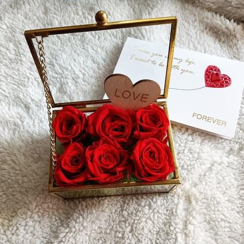 Dry flower Clear Glass Wedding Ring Box Storage Box Ring Box Necklace Bracelet Earring Jewelry Storage Accessories