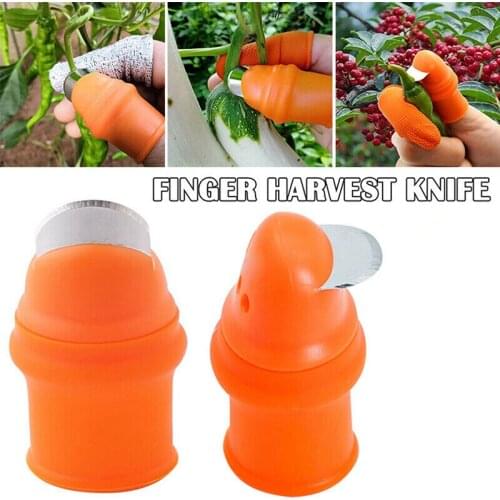 Silicone Finger Protectors Fingerstall with Blade For Vegetable Fruits Kitchen Harvest Sharp Thumb Finger Knife Garden Gloves