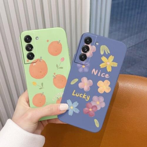 Orange Liquid Silicone Case For Samsung Galaxy S21 S20 FE S10 Note 20 10 A72 A52 A42 A32 A71 A51 A41 A31 Soft Phone Back Cover
