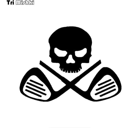 Tri mishki HZX1339 golf clubs skull and crossbones car sticker Vinyl Decals Waterproof sticker on Car Body Rear Window