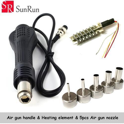 Heat Gun Hot Air Desoldering Gun Handle FOR 858 8586D 858D+ 878 Rework Soldering Station BGA Repair with Nozzle Heating Eleme