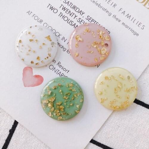 DIY Jewelry Findings 40pcs 26*26MM Colorful Glitter Resin Round Geometry Earring Charms Ornament Accessories Necklace Pendants