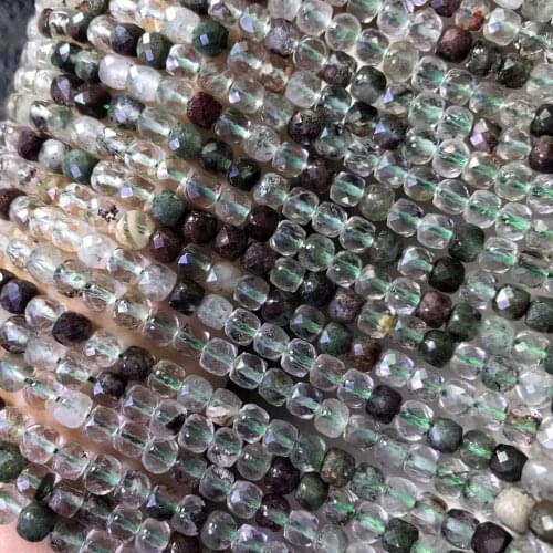 Green Phantom quartz square faceted 5-5.5mm for DIY jewelry making loose beads FPPJ wholesale beads nature gemstone