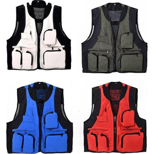 Fishing Vest Quick Dry Polyester Fiber Breathable Material Outdoor Jacket Photography Sports Multi-Pocket Volunteer Overalls