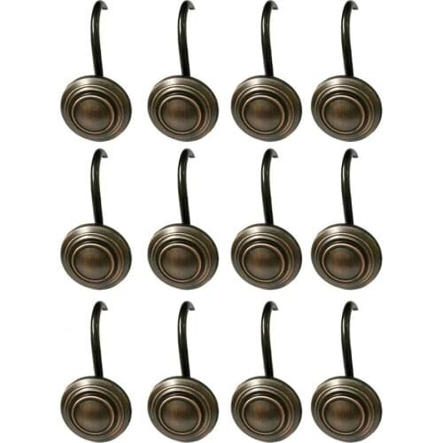 1 Set Retro Style Curtain Hook Waterproof Zinc Alloy Vintage Round Shape Curtain Hanger Hook for Home