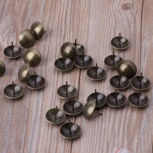 100Pcs 1" Upholstery Tacks Nailhead Pin Large Decorative Trim for Furniture Antique Brass Wine Case Box Sofa Decor Pins