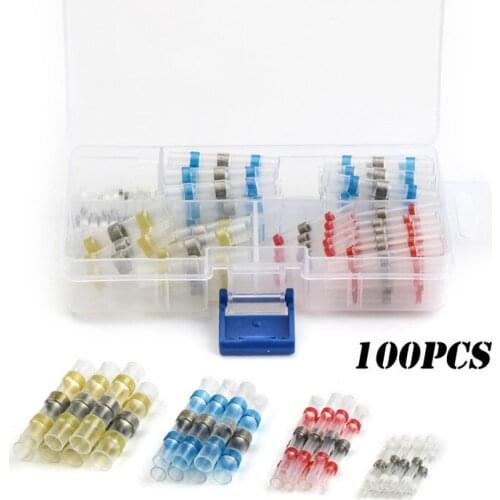 100PCS Waterproof Solder Terminals Seal Heat Shrink Butt Wire Connectors Soldering Sleeve Wire Cable Terminal For 26-10 AWG