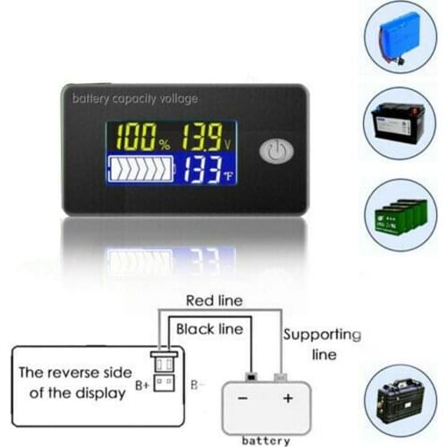 12V/24V/36V/48V LCD Apply To For 10-100V Acid Lead Voltmeter Battery Capacity Motorcycle Electric Tester Indicator Lithium P2O4