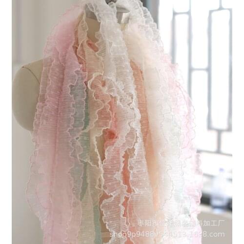 2 meters Dots Embroidery Lace Hollow Wrinkle Yarn Ribbon DIY Toy Doll Dress Trim Curtain Stage Clothing Decoration