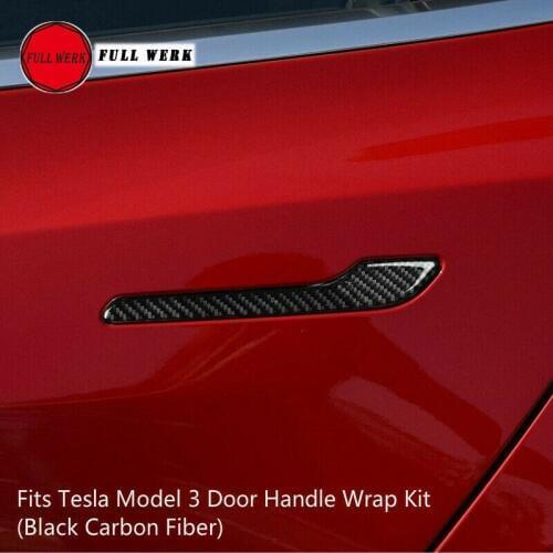 4pcs/set Car Door Handle Cover Trim Protector Sticker Epoxy Carbon Fiber for Tesla Model 3 Exterior Accessories