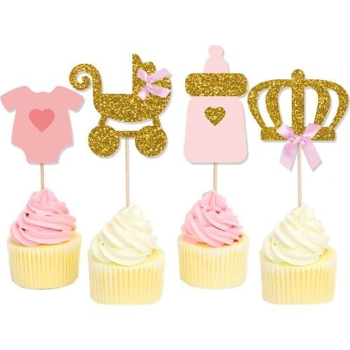 6Pcs Baby Shower Decor Cupcake Toppers Boy Girl Its a Boy Girl Pink Blue Cake Gender Reveal Baby Shower Party Supplies kw70