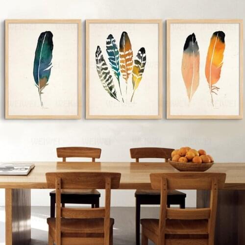 Abstract Poster Feather Canvas Painting Vintage Poster And Prints Nordic Wall Art Pictures For Living Room Home Decor No Frame