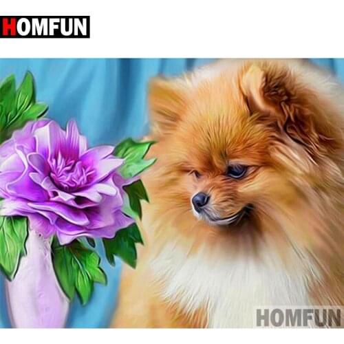 HOMFUN Full Square/Round Drill 5D DIY Diamond Painting "Animal flower dog" 3D Diamond Embroidery Cross Stitch Home Decor A20171