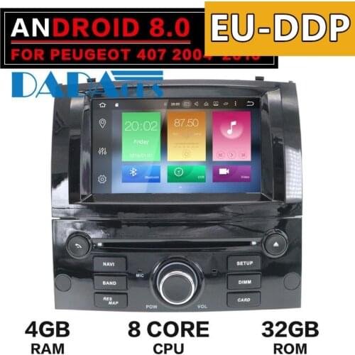 Android 8.0 7.1 Car Radio Stereo DVD Player GPS Headunit for Peugeot 407 2004-2006 2007 2008 2009 2010 Car Auto Audio Multimedia