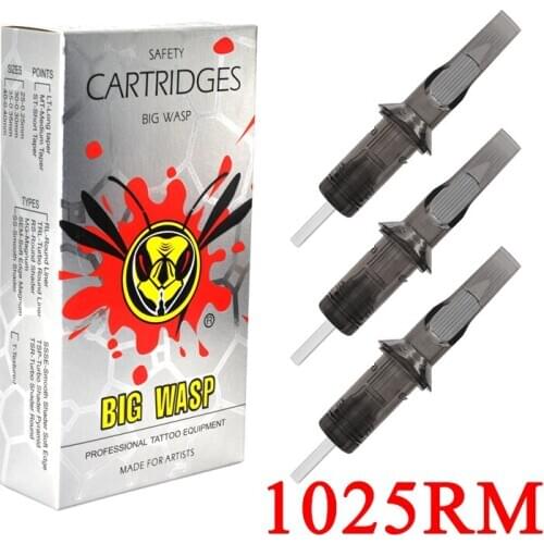 BIGWASP 20PCS Gray Disposable Needle Cartridge 10 Bugpin 25 Curved Magnum 1025RM RM CM For Machines & Grips