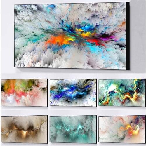 Big Size Colorful Nebula Clouds Abstract Art Oil Painting Canvas Paintings Posters and Prints Wall Art Pictures for Home Decor