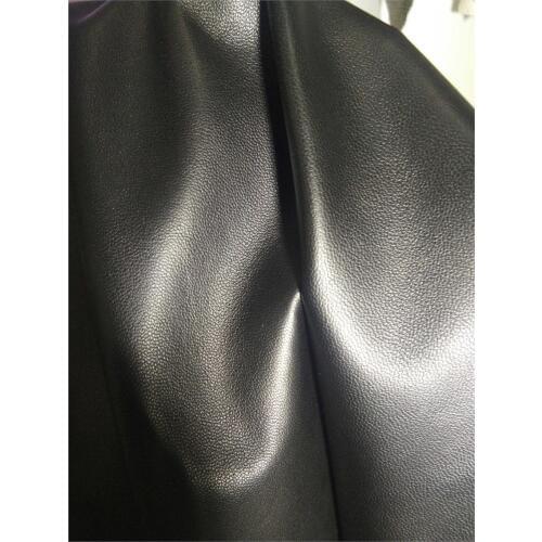 Black Uncoated goat real grain leather,A grade genuine leather soft sheep skin ultra-thin clothes with high-grade fabrics