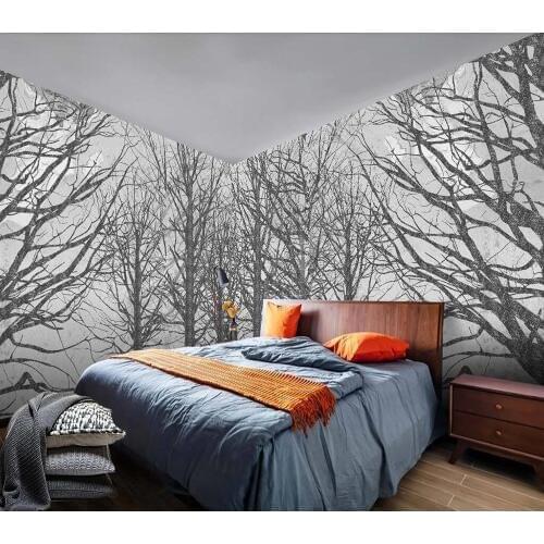 Decorative wallpaper Black and white tree background wall painting