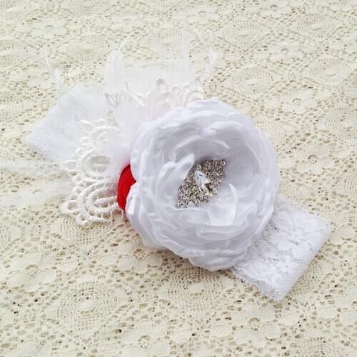 Free Shipping Christmas Roll Flower Ostrich Feather Headband Kids Hair Accessories