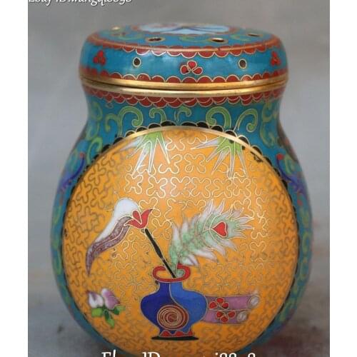 11CM Chinese Cloisonne Enamel Bronze Lotus Box Case Boxes Tin Pot Jar Canister