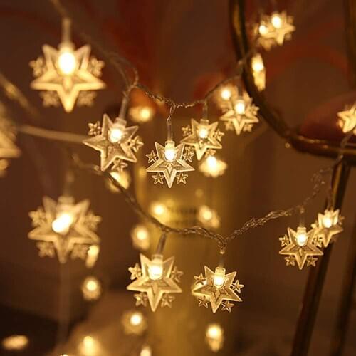 Christmas Star String Lights Battery Operated Twinkle Star Light for Bedroom Dorm Window Wall Christmas Tree Indoor Decoration