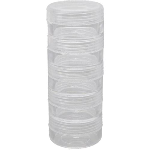 1 Set 5 Layer Cylinder Stackable Bead Containers Plastic Round Clear Storage Jar Box for Beads Buttons Crafts Small Item