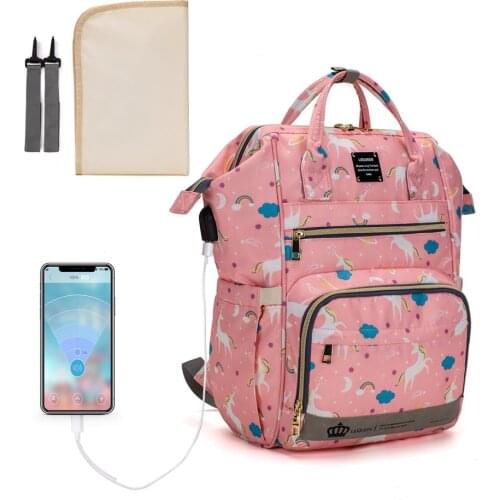 Lequeen Mommy Diaper Bags unicorn pattern Travel Nappy Bags Mother Backpacks updated Large Capacity Maternity USB Bags LPB29