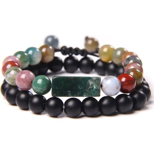 Hot 2pcs/set Natural Stone Bead Bracelet Couples Distance Bracelet Yoga Beaded Bracelet for Men Women Friend Gift Charm Jewelry